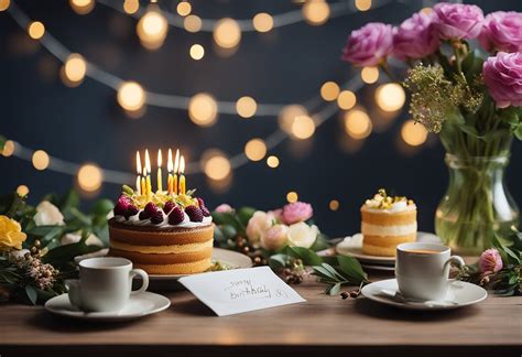 jaukus gimtadienio stalas su tortu ir žvakutėmis