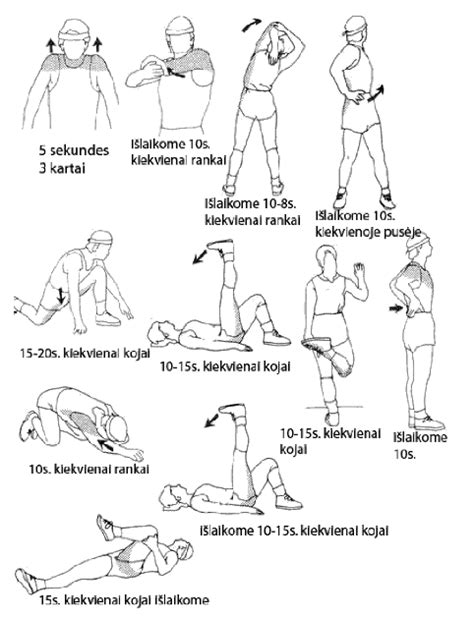 Žmonės, atliekantys įvairius fizinius pratimus parke: vaikščiojimas, joga, tempimo pratimai