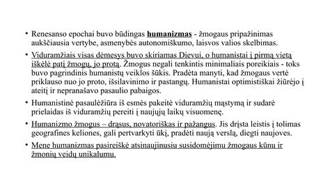 Renesanso menas, pabrėžiantis žmogaus figūrą ir jo reikšmę