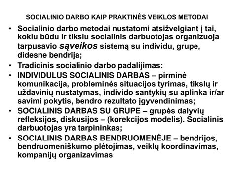 Socialinio darbo esmė ir veiklos sritys