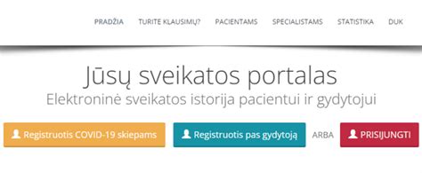 Ekrano kopija: Apsilankymo pas gydytoją informacija E. sveikatos portale