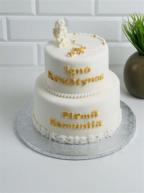 Krikštynų tortas su angeliuku ir makarūnais