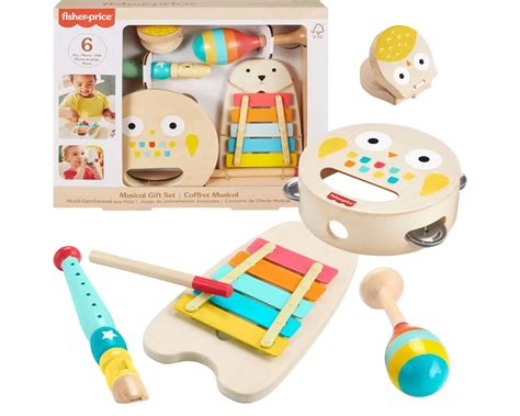 Medinių vaikiškų muzikos instrumentų asortimentas