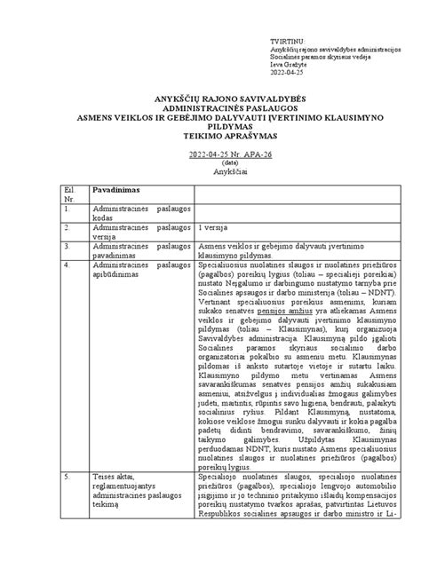 Asmens gebėjimų vertinimo procesas socialinėse tarnybose