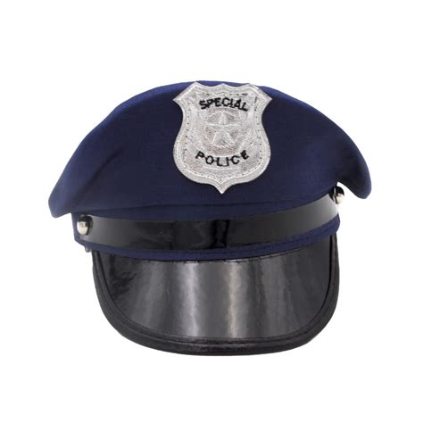 Policininko kostiumo aksesuarai: kepurė, ženklelis, antrankiai
