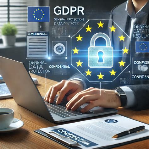 GDPR logotipo ir duomenų apsaugos simbolių iliustracija