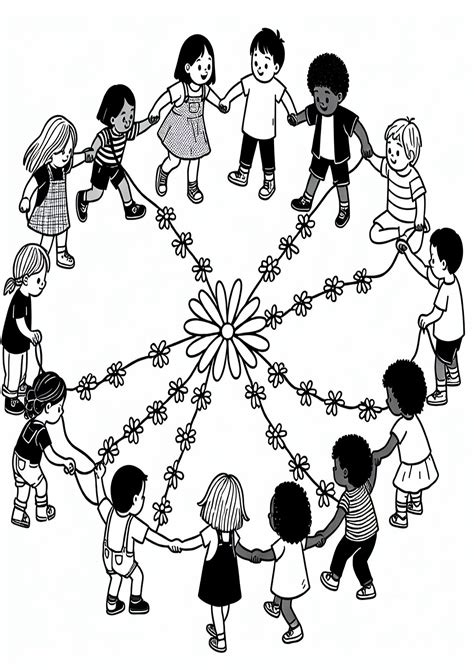 Vaikai žaidžiantys darželio kieme tarp gėlių ir medžių