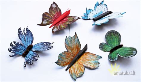 vaikų popieriniai drugeliai