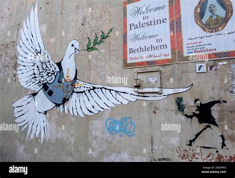 Banksy graffiti on the separation wall in Bethlehem