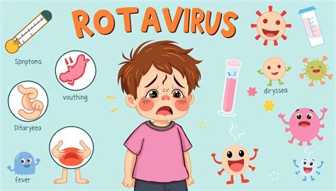 Rotaviruso simptomai ant iliustracijos