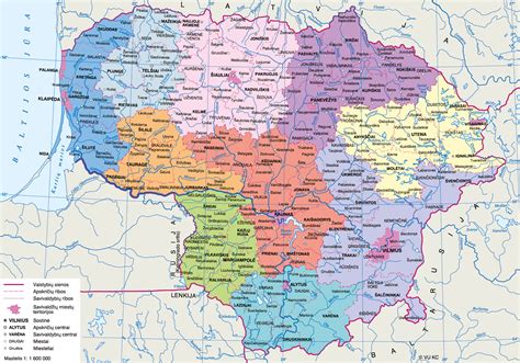 Lietuvos žemėlapis su pažymėtais miestais ir jų darželių kainomis