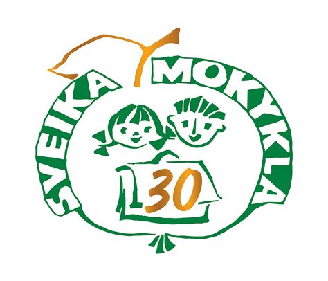 Eureka mokyklos logotipas ir laimingi vaikai