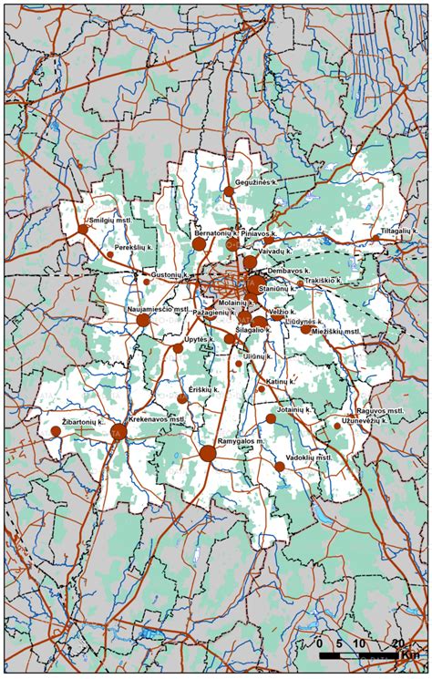 Panevėžio rajono žemėlapis su Dembavos lokacija
