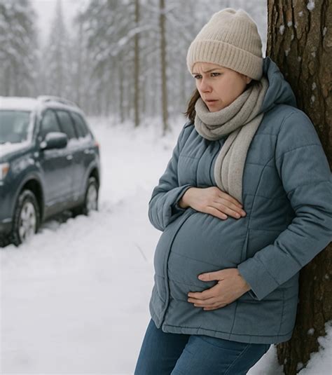 Nėščia moteris eina pėsčiomis į darbą per miestą
