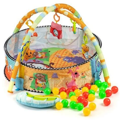 spalvingas Playgro lavinimo kilimėlis su žaisliukais