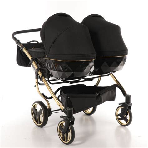 dvynukų vežimėlis su dviem lopšiais