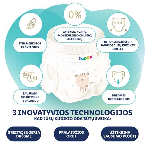 Lupilu kelnaičių tipo sauskelnės ant kūdikio