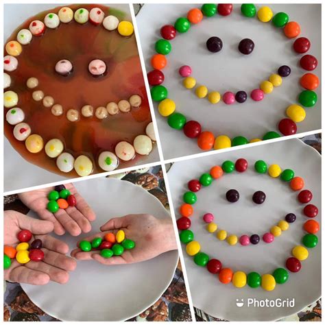 Vaivorykštės iš „Skittles“ saldainių eksperimentas