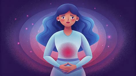 Moters, jaučiančios menstruacijų skausmą, iliustracija