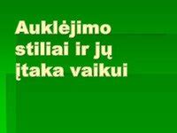 Auklėjimo tipų palyginimas ir jų įtaka vaikui