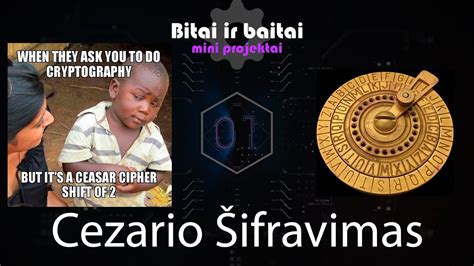 Cezario šifro veikimo principo iliustracija su abėcėlės poslinkiu
