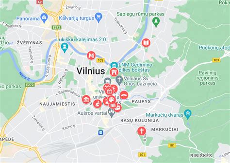 Žemėlapis su Vilniaus darželių išsidėstymu