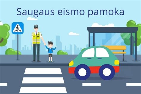 Vaikas su šviesoforo imitacija mokosi saugaus eismo
