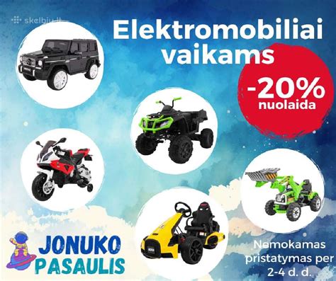 Įvairių modelių vaikiški elektromobiliai