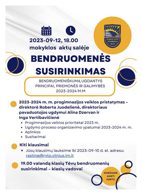 Mokyklos bendruomenės susirinkimas programos atnaujinimo klausimais