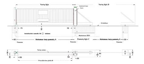 teleskopinių stumdomų vartų schema