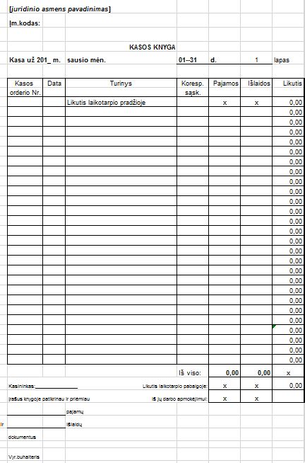 Kasos knygos pavyzdys