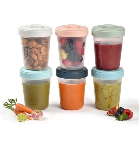 Įvairūs kūdikių maisto buteliukai ir indeliai