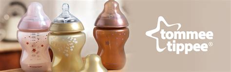 Tommee Tippee prekės ženklo logotipas ir įvairūs kūdikių produktai