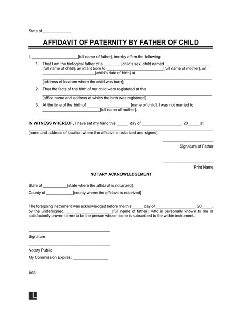 legal documents for paternity cases
