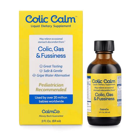 sudėtinių Colic Calm ingredientų schematinis pavaizdavimas