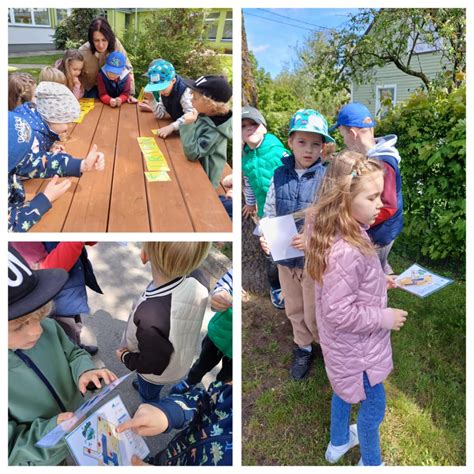 Vaikai, tyrinėjantys gamtą darželio kieme