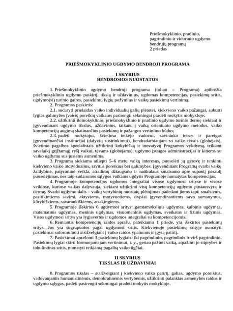 Schema, iliustruojanti privalomo priešmokyklinio ugdymo eigą