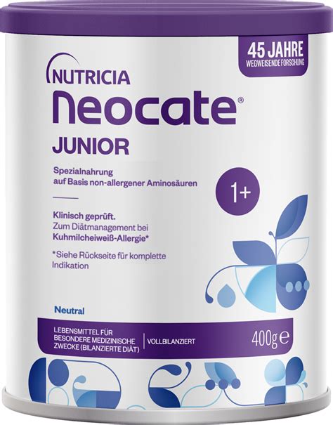 NEOCATE JUNIOR pakuotė ir informacija