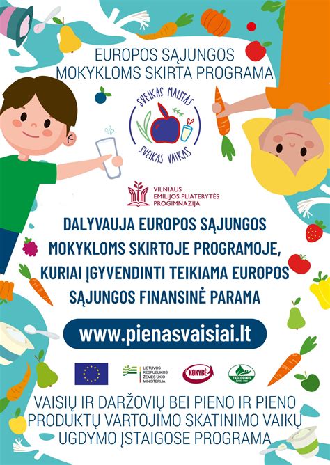 schematinis pieno produktų naudos vaikams pavaizdavimas