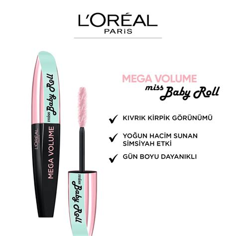 Palyginimas: blakstienos prieš ir po L'Oréal Miss Baby Roll tušo naudojimo