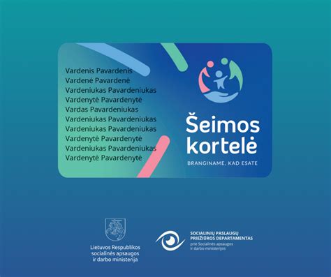 šeimos kortelės logotipas ir pavyzdžiai