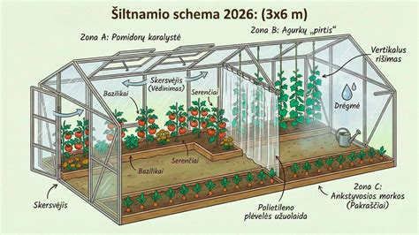 Šiltnamio schema su orientacija