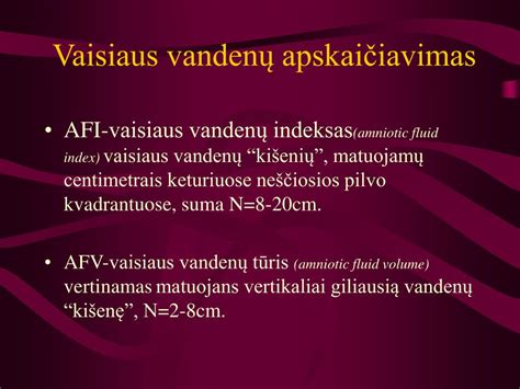 Vaisiaus vandenų kiekio diagramos