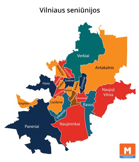 Vilniaus miesto žemėlapis su pažymėtais vaikų darželiais
