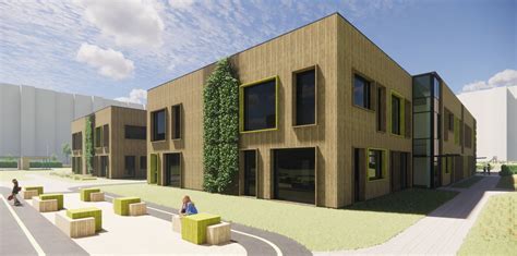 modernus vaikų darželis su žalia erdve