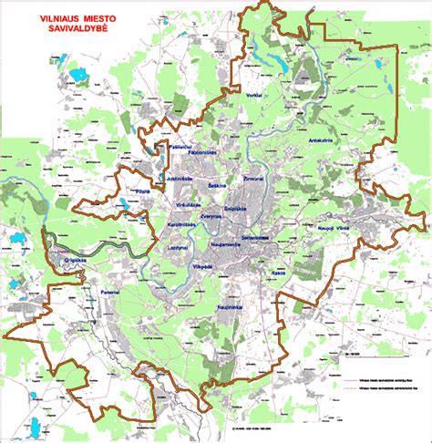Žemėlapis su Vilniaus miesto darželių lokacijomis