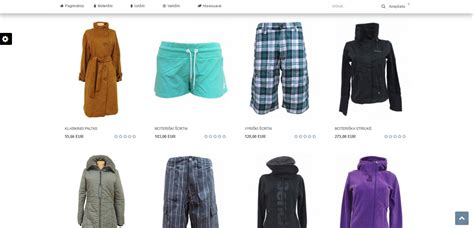 Internetinės parduotuvės paieškos filtrų pavyzdys