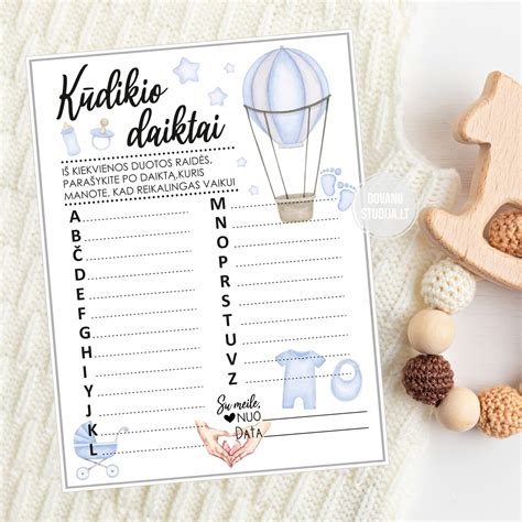 Baby Shower žaidimas su kūdikio daiktais