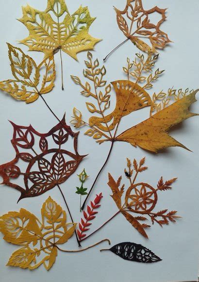 Rudeninių lapų karūnos ir piešiniai