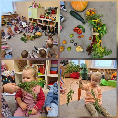 Vaikų darželis su daržovėmis ir vaisiais